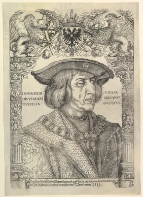 Portrait of the Emperor Maximilian I in an Architectural Frame (copy) — Hans Weiditz the Younger · Albrecht Dürer