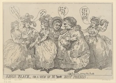 Kings Place, or a View of M [Fox's] Best Friends — Thomas Rowlandson · S. W. Fores · Charles James Fox · Mrs. Mother Windsor · George, Prince of Wales