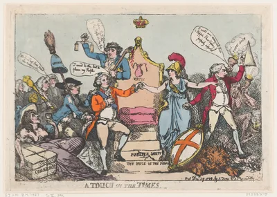 A Touch on the Times — Thomas Rowlandson · S. W. Fores · Charles James Fox · William Pitt · Richard Brinsley Sheridan · George, Prince of Wales