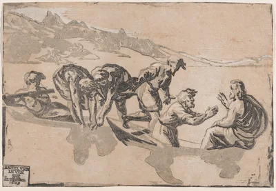 Miraculous draught of fishes, after Raphael — Andrea Andreani · Raphael (Raffaello Sanzio or Santi) · Niccolò Vicentino