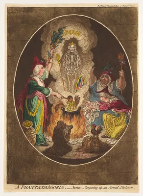 A Phantasmagoria; — Scene – Conjuring-Up an Armed-Skeleton — James Gillray · James Gillray