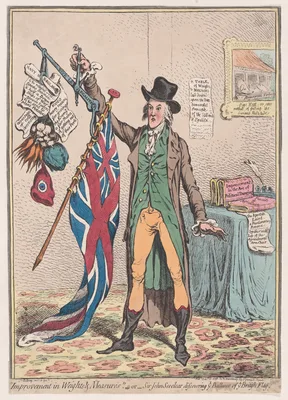"Improvement in Weights and Measures"; or, Sir John Seeclear Discovering Ye Ballance of Ye British Flag — James Gillray · Hannah Humphrey
