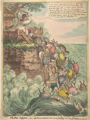 The Pigs Possessed:–or–the Broad Bottom'd Litter Running Headlong into Ye Sea of Perdition — James Gillray · Hannah Humphrey