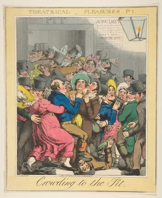 Theatrical Pleasures, Plate 1: Crowding to the Pit — Theodore Lane · Thomas McLean