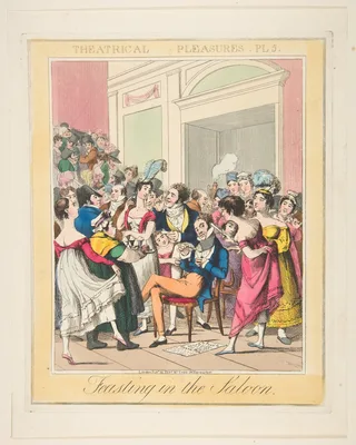 Theatrical Pleasures, Plate 5: Feasting in the Saloon — Theodore Lane · Thomas McLean