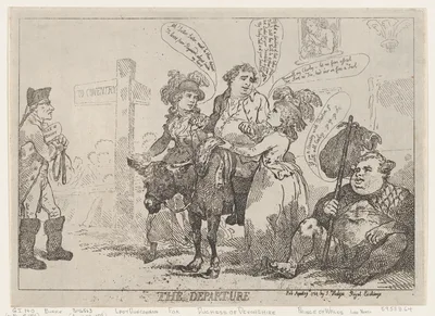 The Departure — Thomas Rowlandson · J. Hedges · Charles James Fox · Georgiana, Duchess of Devonshire
