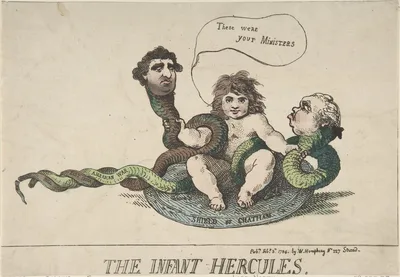 The Infant Hercules — Thomas Rowlandson · William Humphrey · William Pitt · Charles James Fox · Frederick North, 2nd Earl of Guilford