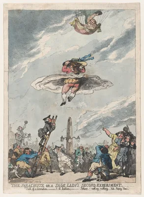 The Parachute or a Sage Lady's Second Experiment — Thomas Rowlandson