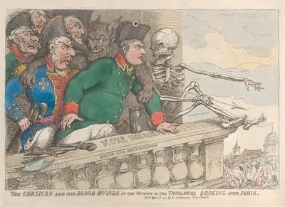 The Corsican and His Bloodhounds at the Window of the Thuilleries Looking Over Paris — Napoléon Bonaparte · Thomas Rowlandson · Rudolph Ackermann, London