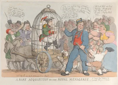 A Rare Acquisition to the Royal Menagerie — Napoléon Bonaparte · Thomas Rowlandson · Rudolph Ackermann, London