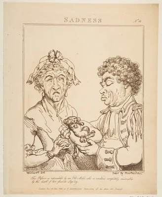 Sadness (Le Brun Travested, or Caricatures of the Passions) — George Murgatroyd Woodward · Thomas Rowlandson · Rudolph Ackermann, London