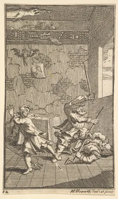 Hudibras Beating Sidrophel and Whachum (Seventeen Small Illustrations for Samuel Butler's Hudibras, no. 12) — Samuel Butler · William Hogarth