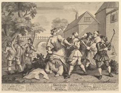 Hudibras Vanquished by Trulla (Twelve Large Illustrations for Samuel Butler's Hudibras, Plate 5) — Samuel Butler · William Hogarth · Philip Overton · John Cooper