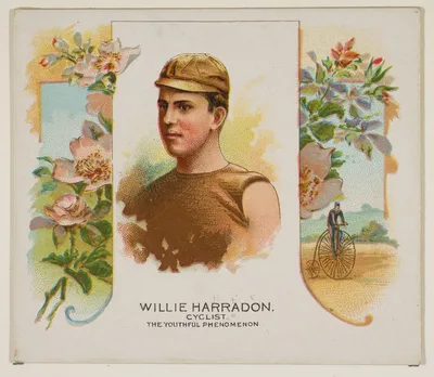 Willie Harradon, Cyclist, The Youthful Phenomenon, from World's Champions, Second Series (N43) for Allen & Ginter Cigarettes — Allen & Ginter · Lindner, Eddy & Claus