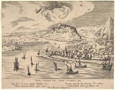 River Landscape with Daedalus and Icarus — Simon Novellanus · Pieter Bruegel the Elder · Joris Hoefnagel