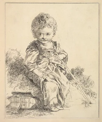 Un enfant assis sur une motte de terre (An enfant seated on a clod of earth), after Le Petit Savoyard by François Boucher, from Suite d'estampes gravées par madame la marquise de Pompadour d'après les pierres gravées de Guay, graveur du Roi — Madame la Marquise de Pompadour · François Boucher