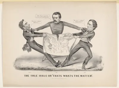 The True Issue or "Thats Whats the Matter" — Currier & Ives · Jefferson Davis · General George B. McClellan · Abraham Lincoln