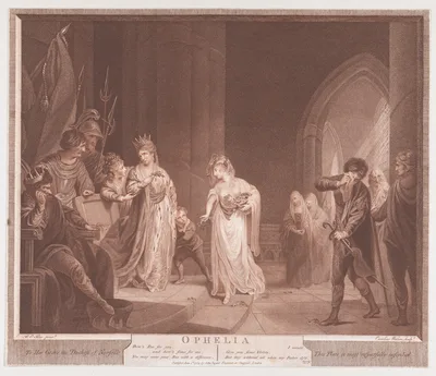 Ophelia (Shakespeare, Hamlet, Act 4, Scene 5) — Caroline Watson · Robert Edge Pine · John Boydell · William Shakespeare
