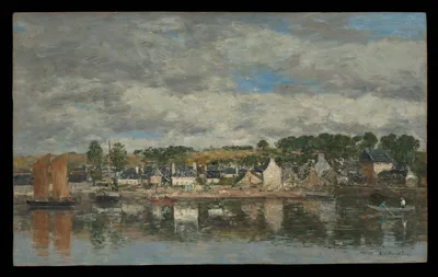 Village by a River — Eugène Louis Boudin