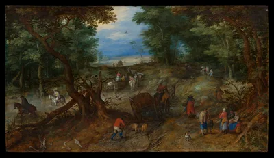 A Woodland Road with Travelers — Jan Brueghel the Elder