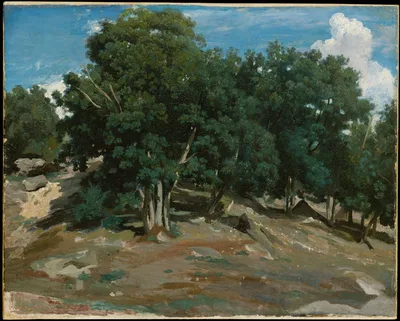 Fontainebleau: Oak Trees at Bas-Bréau — Jean-Baptiste Camille Corot