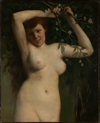 Nude with Flowering Branch — Gustave Courbet