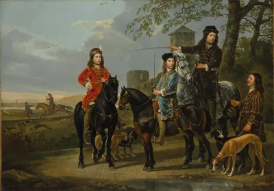 Equestrian Portrait of Cornelis (1639–1680) and Michiel Pompe van Meerdervoort (1638–1653) with Their Tutor and Coachman — Aelbert Cuyp