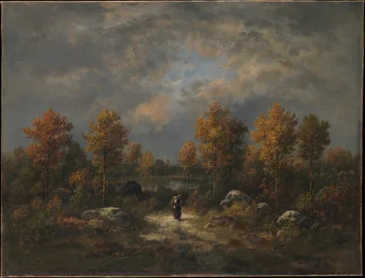 Autumn: The Woodland Pond — Narcisse Virgilio Díaz