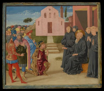 Totila before Saint Benedict — Benozzo Gozzoli