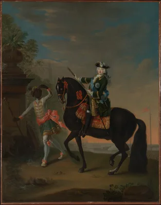 The Empress Elizabeth of Russia (1709–1762) on Horseback, Attended by a Page — Georg Cristoph Grooth