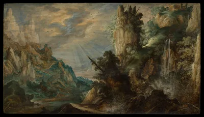 A Mountainous Landscape with a Waterfall — Kerstiaen de Keuninck