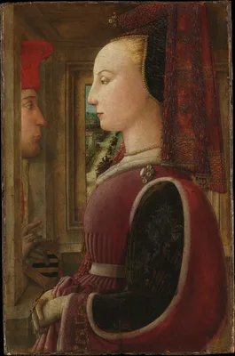 Portrait of a Woman with a Man at a Casement — Filippo Lippi