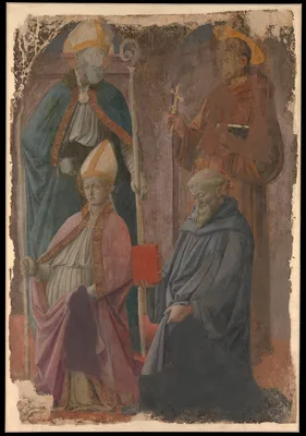Saints Augustine and Francis, a Bishop Saint, and Saint Benedict — Filippo Lippi