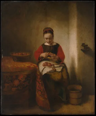 Young Woman Peeling Apples — Nicolaes Maes