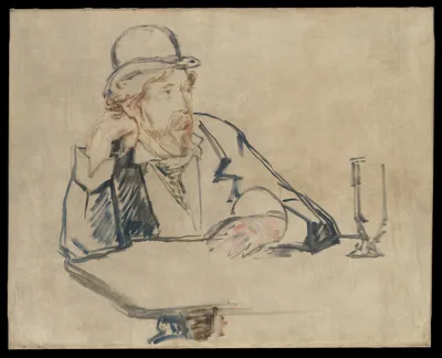 George Moore (1852–1933) at the Café — Édouard Manet