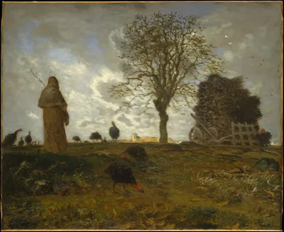 Autumn Landscape with a Flock of Turkeys — Jean-François Millet