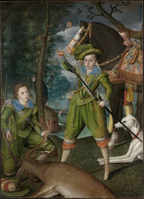 Henry Frederick (1594–1612), Prince of Wales, with Sir John Harington (1592–1614), in the Hunting Field — Robert Peake the elder