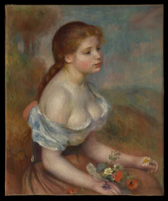 A Young Girl with Daisies — Pierre-Auguste Renoir