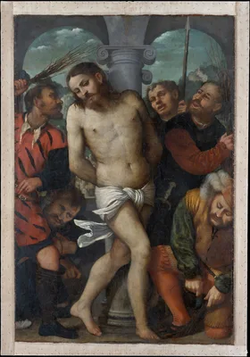 The Flagellation; (reverse) The Madonna of Mercy — Girolamo Romanino