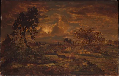 Sunset near Arbonne — Théodore Rousseau