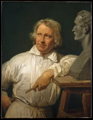 Bertel Thorvaldsen (1768–1844) with the Bust of Horace Vernet — Horace Vernet