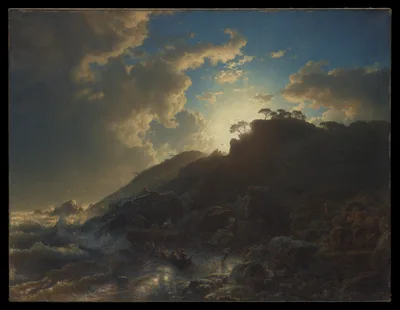 Sunset after a Storm on the Coast of Sicily — Andreas Achenbach