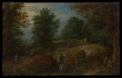 Landscape with Travelers on a Woodland Path — Jan Brueghel the Elder
