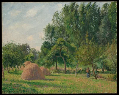 Haystacks, Morning, Eragny — Camille Pissarro