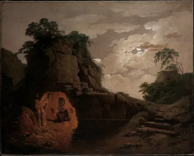 Virgil's Tomb by Moonlight, with Silius Italicus Declaiming — Joseph Wright of Derby