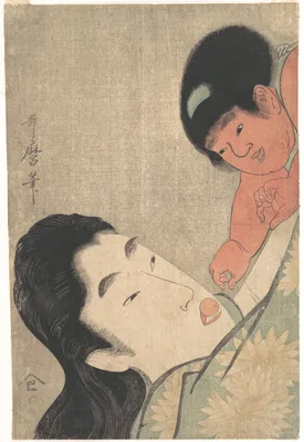 山姥と金太郎 · Yamauba and Kintarō Playing with a Cherry — Kitagawa Utamaro