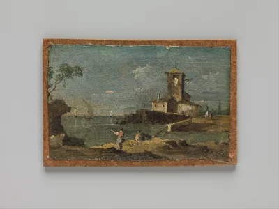 Capriccio with a Square Tower and Two Houses — Francesco Guardi