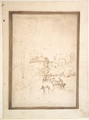 Approach to a Mountain Village with Horsemen on the Road — Fra Bartolomeo