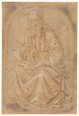 A Seated Saint Reading from a Book — Alesso Baldovinetti · Francesco Botticini (Francesco di Giovanni)