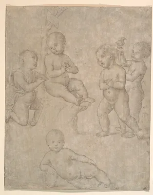 Five Nude Infants in Various Poses — Raphael